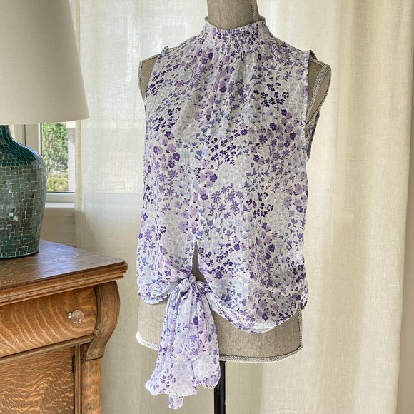 Rachel Zoe Sleeveless Lilac Floral Top - Picture 10 of 10